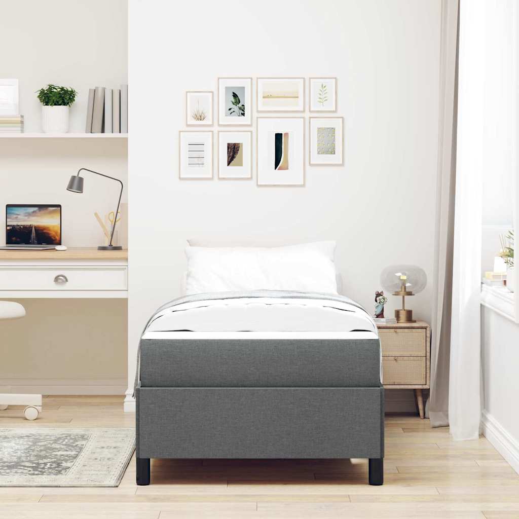 Box Spring Seng Mørk Grå, Sort 90 X 190 Cm Stof, Ingeniørtræ - Billede 5