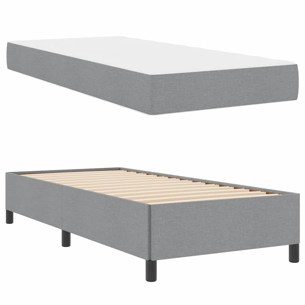 Box Spring Seng Lys Grå, Sort 90 X 200 Cm Stof, Ingeniørtræ - Billede 6