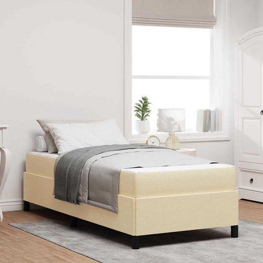 Box Spring Seng Creme Og Sort 90 X 200 Cm - Hovedbillede