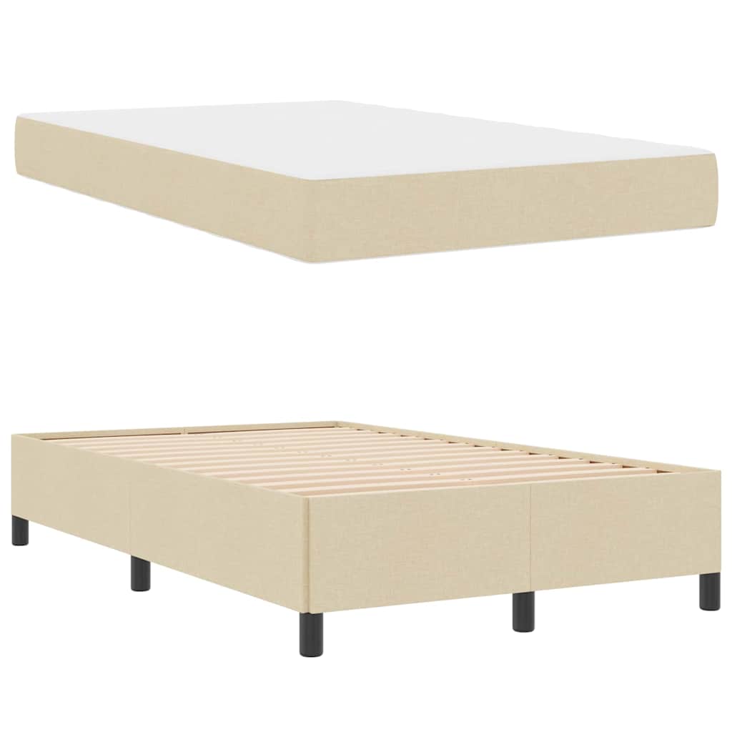 Box Spring Seng Creme, Sort 120 X 200 Cm Stof, Ingeniørtræ - Billede 6