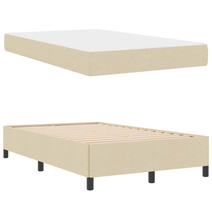 Box Spring Seng Creme, Sort 120 X 200 Cm Stof, Ingeniørtræ - Billede 6