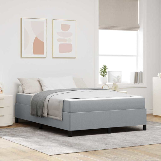 Box Spring Seng Lys Grå Og Sort 140 X 190 Cm - Hovedbillede