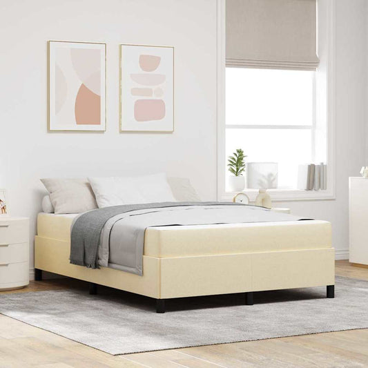 Box Spring Seng Creme Og Sort 140 X 190 Cm - Hovedbillede