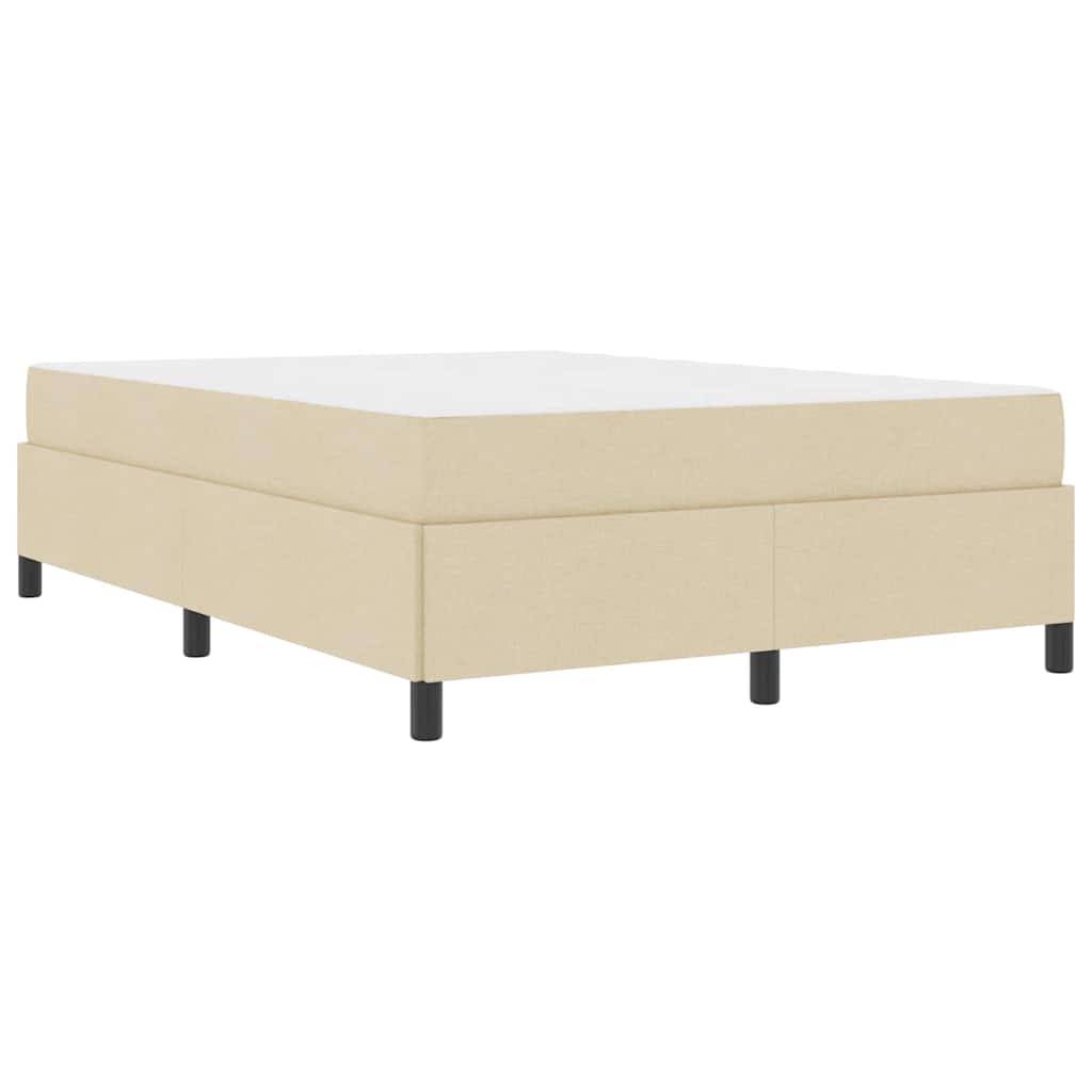 Box Spring Seng Creme, Sort 140 X 200 Cm Stof, Ingeniørtræ - Billede 2