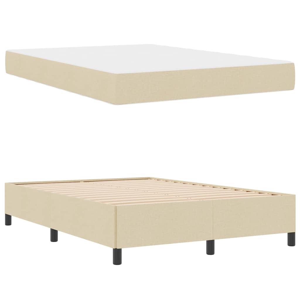 Box Spring Seng Creme, Sort 140 X 200 Cm Stof, Ingeniørtræ - Billede 6