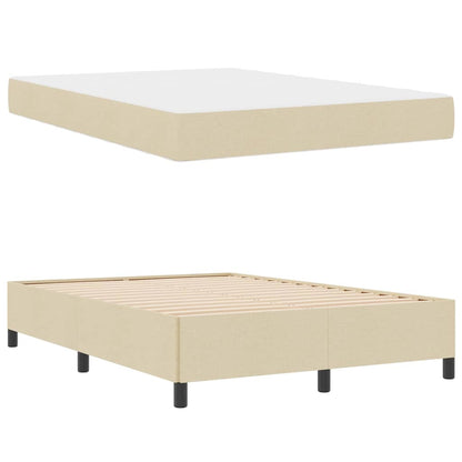 Box Spring Seng Creme, Sort 140 X 200 Cm Stof, Ingeniørtræ - Billede 6