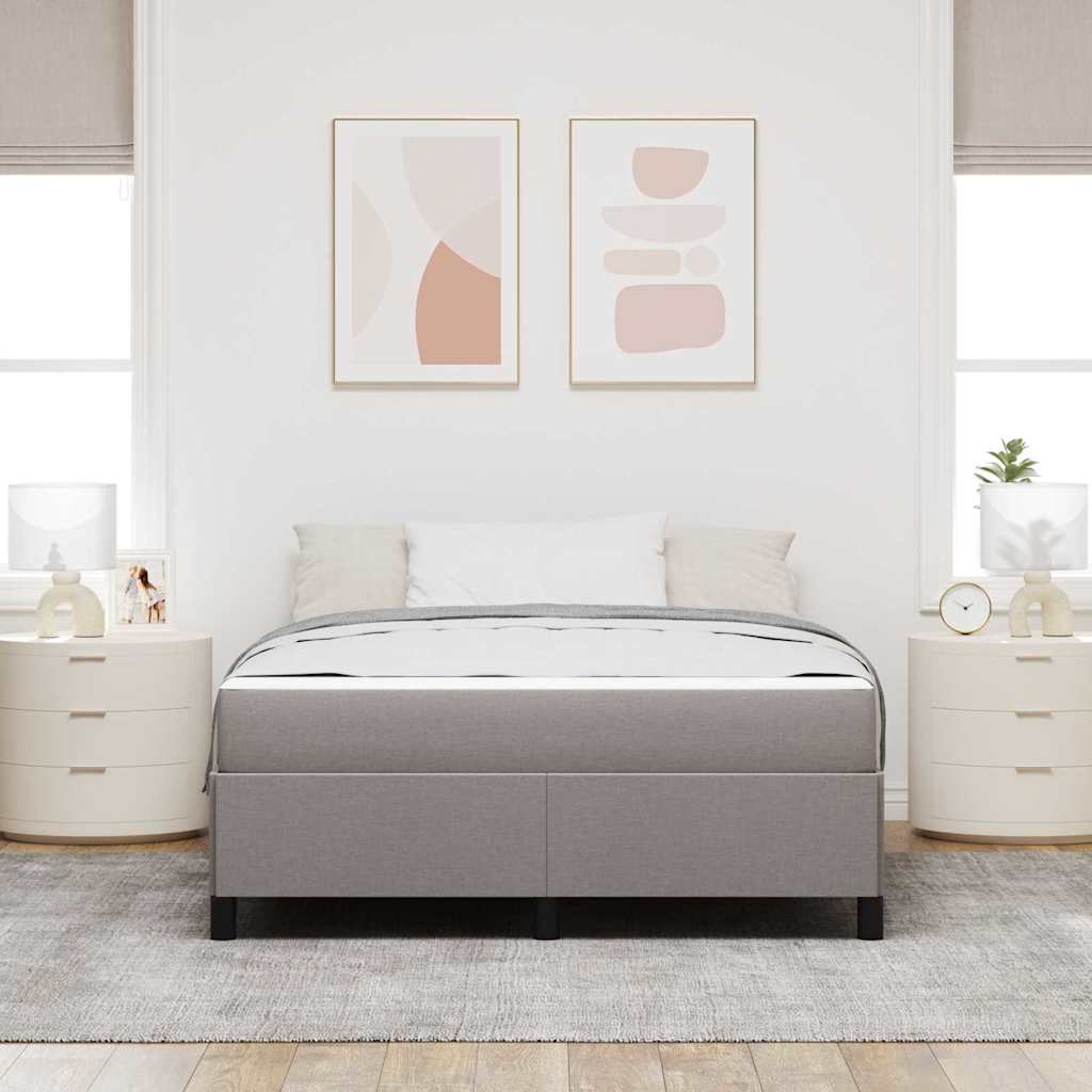 Box Spring Seng Taupe, Sort 160 X 200 Cm Stof, Ingeniørtræ - Billede 5