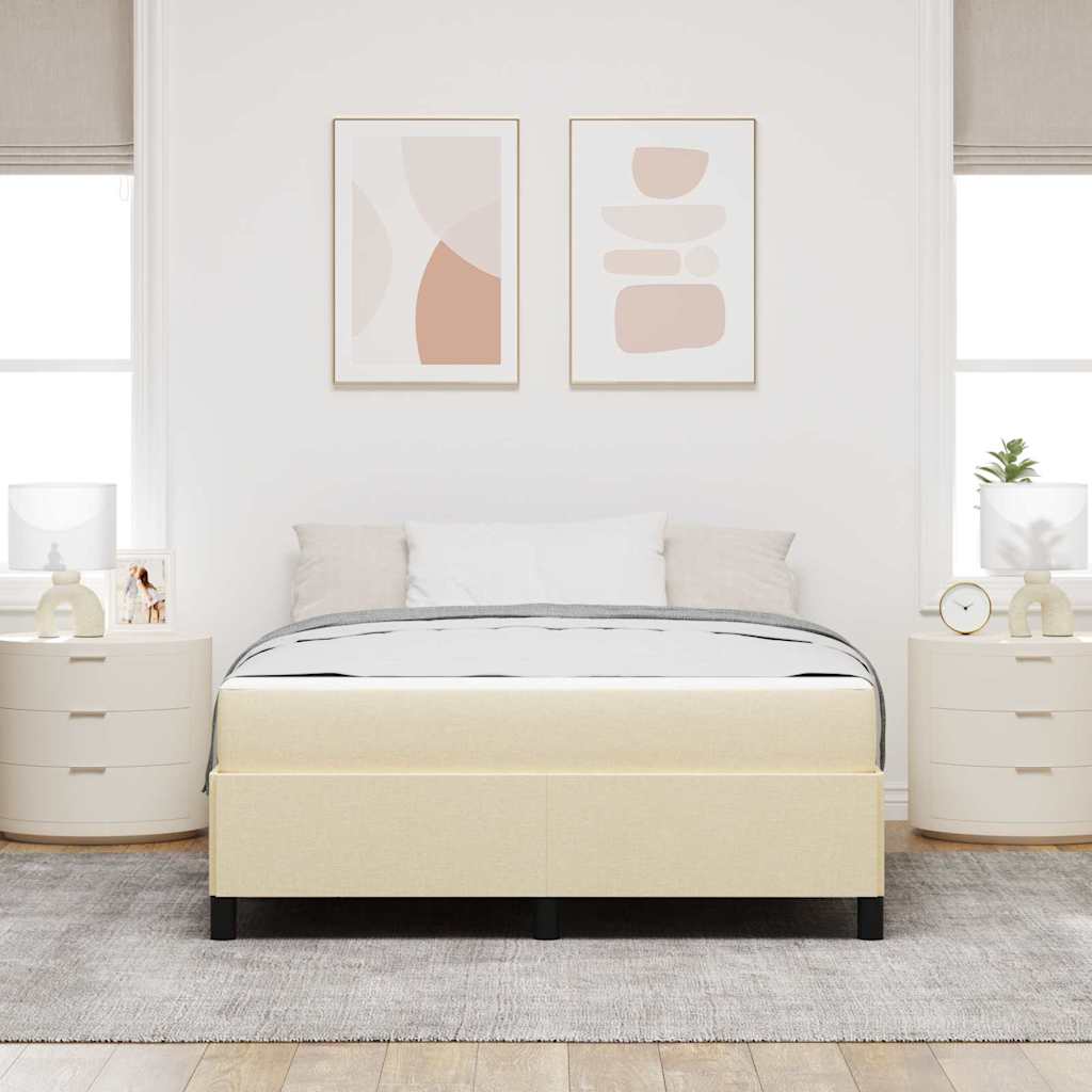 Box Spring Seng Creme, Sort 160 X 200 Cm Stof, Ingeniørtræ - Billede 5