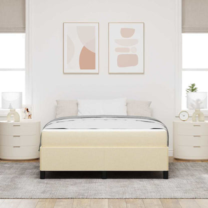 Box Spring Seng Creme, Sort 160 X 200 Cm Stof, Ingeniørtræ - Billede 5