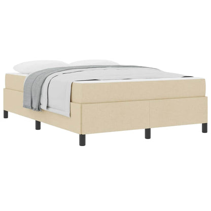 Box Spring Seng Creme, Sort 160 X 200 Cm Stof, Ingeniørtræ - Billede 3