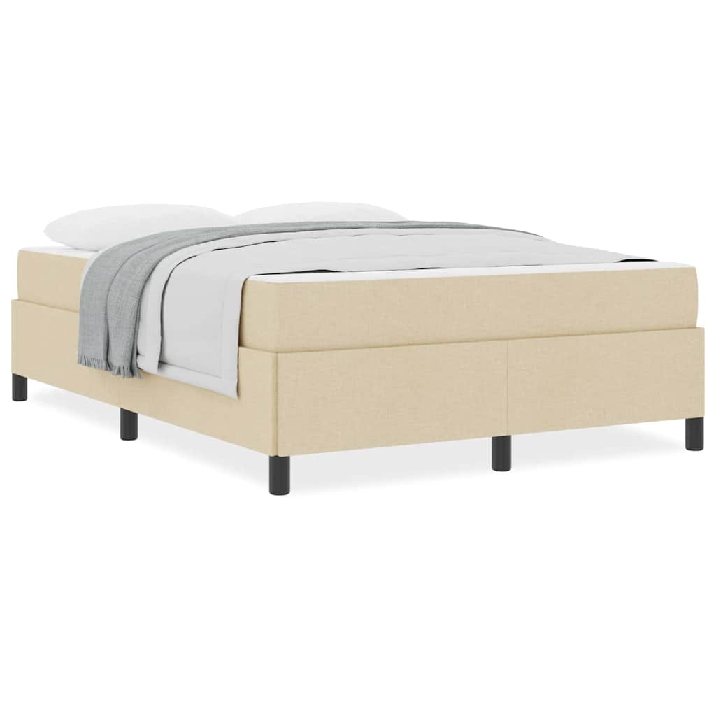 Box Spring Seng Creme, Sort 160 X 200 Cm Stof, Ingeniørtræ - Billede 4