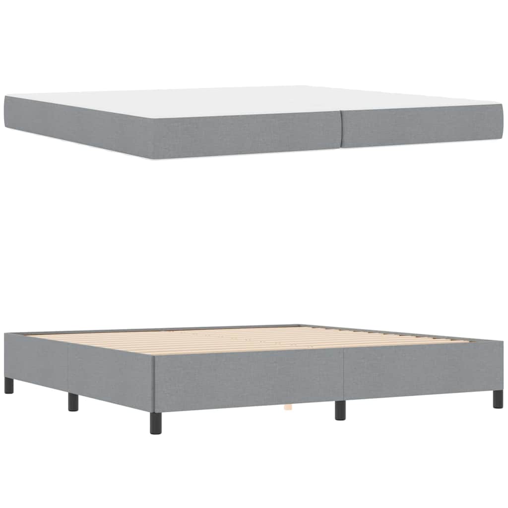 Box Spring Seng Lys Grå, Sort 200 X 200 Cm Stof, Ingeniørtræ - Billede 6