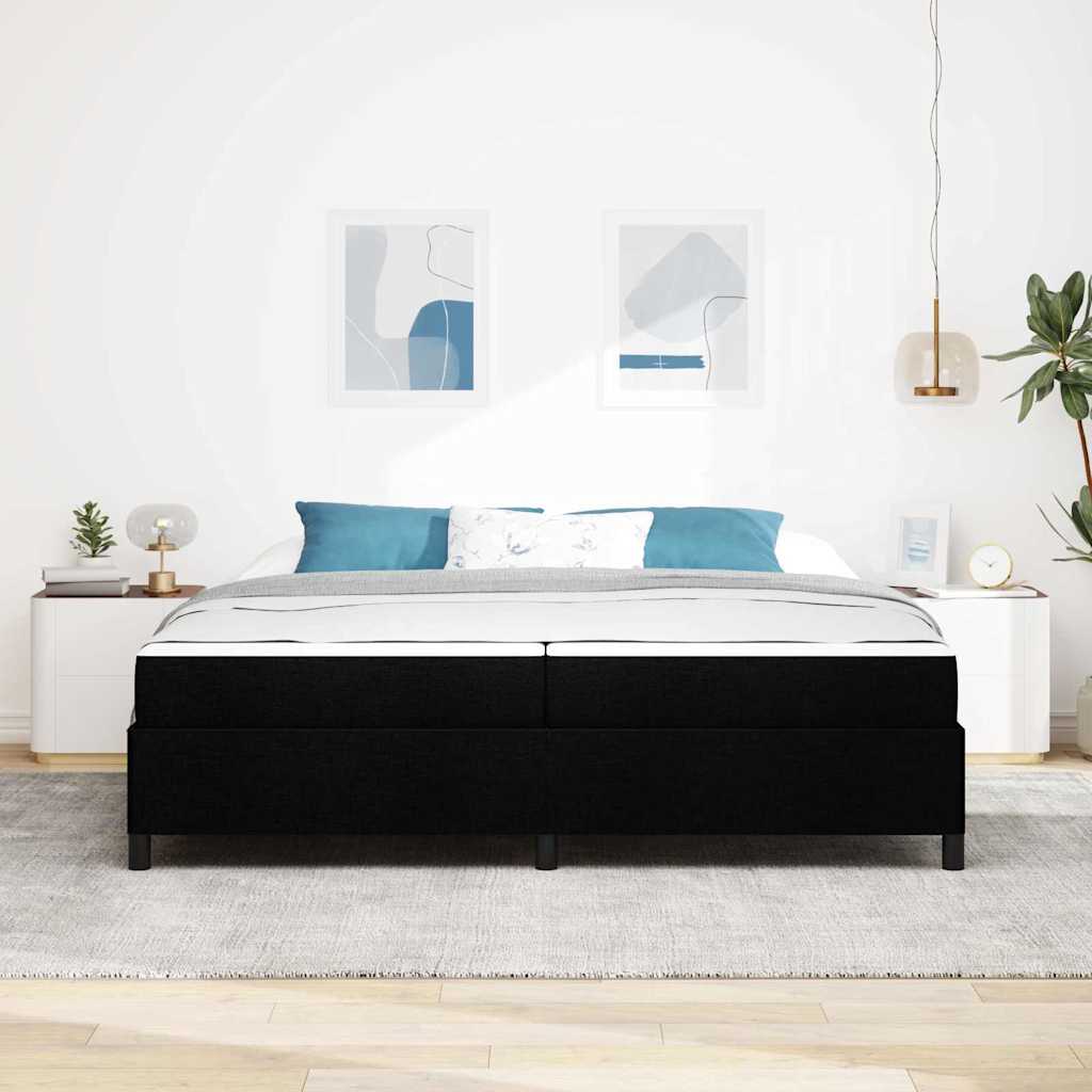 Box Spring Seng Sort, Sort 200 X 200 Cm Stof, Ingeniørtræ - Billede 5