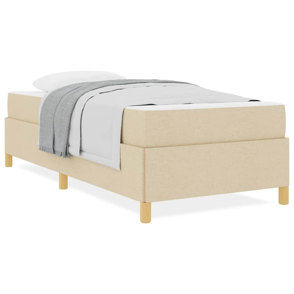 Box Spring Seng Creme Og Brun Og Hvid 80 X 200 Cm Stof - Billede 4