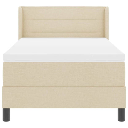 Boxmadras Med Topmadras Creme 90 X 190 Cm Stof Og Ingeniørtræ - Billede 8