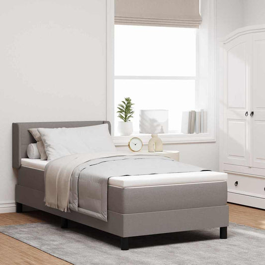 Boxmadras Med Topmadras Gråbrun 80 X 200 Cm Stof Og Ingeniørtræ - Hovedbillede