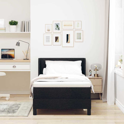 Boxmadras Med Topmadras Sort 100 X 200 Cm Stof Og Ingeniørtræ - Billede 5