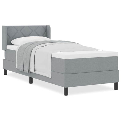 Boxmadras Med Topmadras Lysegrå 80 X 200 Cm Stof Og Ingeniørtræ - Billede 4