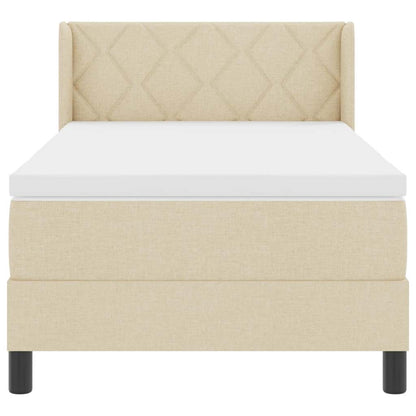 Boxmadras Med Topmadras Creme 90 X 200 Cm Stof Og Ingeniørtræ - Billede 8