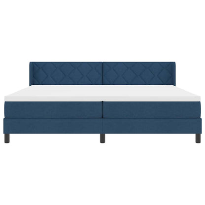 Boxmadras Med Topmadras Blå 200 X 200 Cm Stof Og Ingeniørtræ - Billede 8