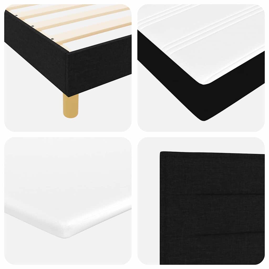 Box Spring Seng Med Madras Sort Og Hvid 90 X 200 Cm Stof - Billede 11