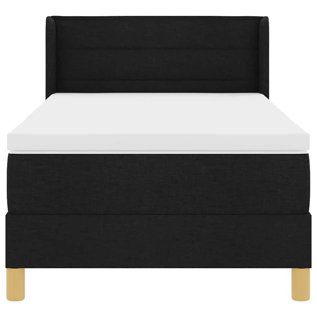 Box Spring Seng Med Madras Sort Og Hvid 90 X 200 Cm Stof - Billede 8