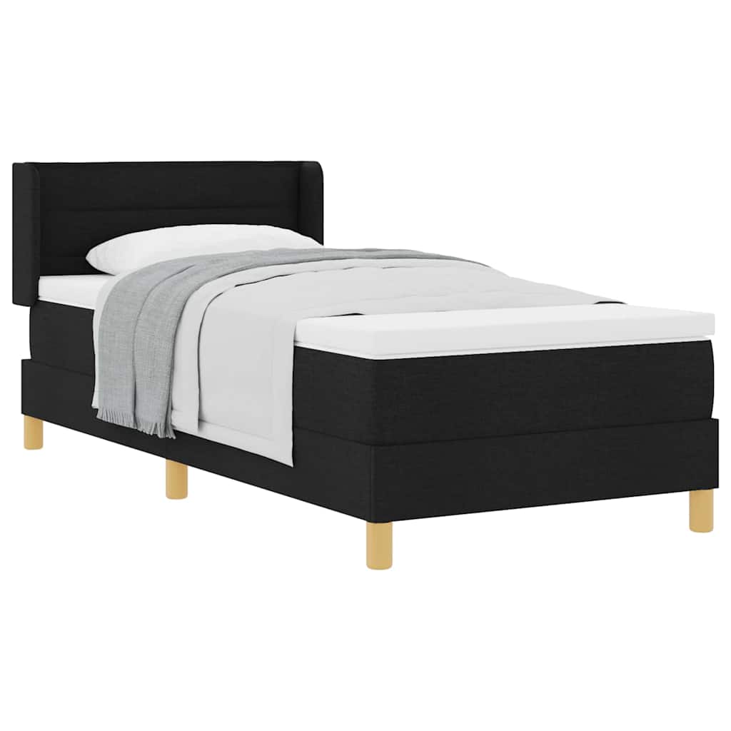 Box Spring Seng Med Madras Sort Og Hvid 90 X 200 Cm Stof - Billede 3