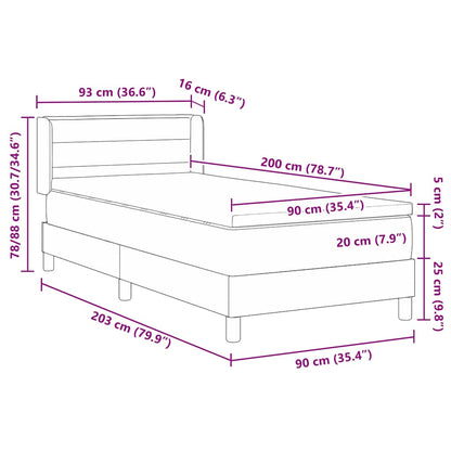 Box Spring Seng Med Madras Sort Og Hvid 90 X 200 Cm Stof - Billede 12