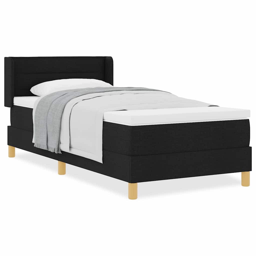 Box Spring Seng Med Madras Sort Og Hvid 90 X 200 Cm Stof - Billede 4