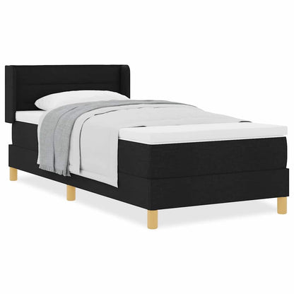 Box Spring Seng Med Madras Sort Og Hvid 90 X 200 Cm Stof - Billede 4