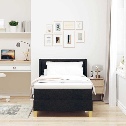 Box Spring Seng Med Madras Sort Og Hvid 90 X 200 Cm Stof - Billede 5