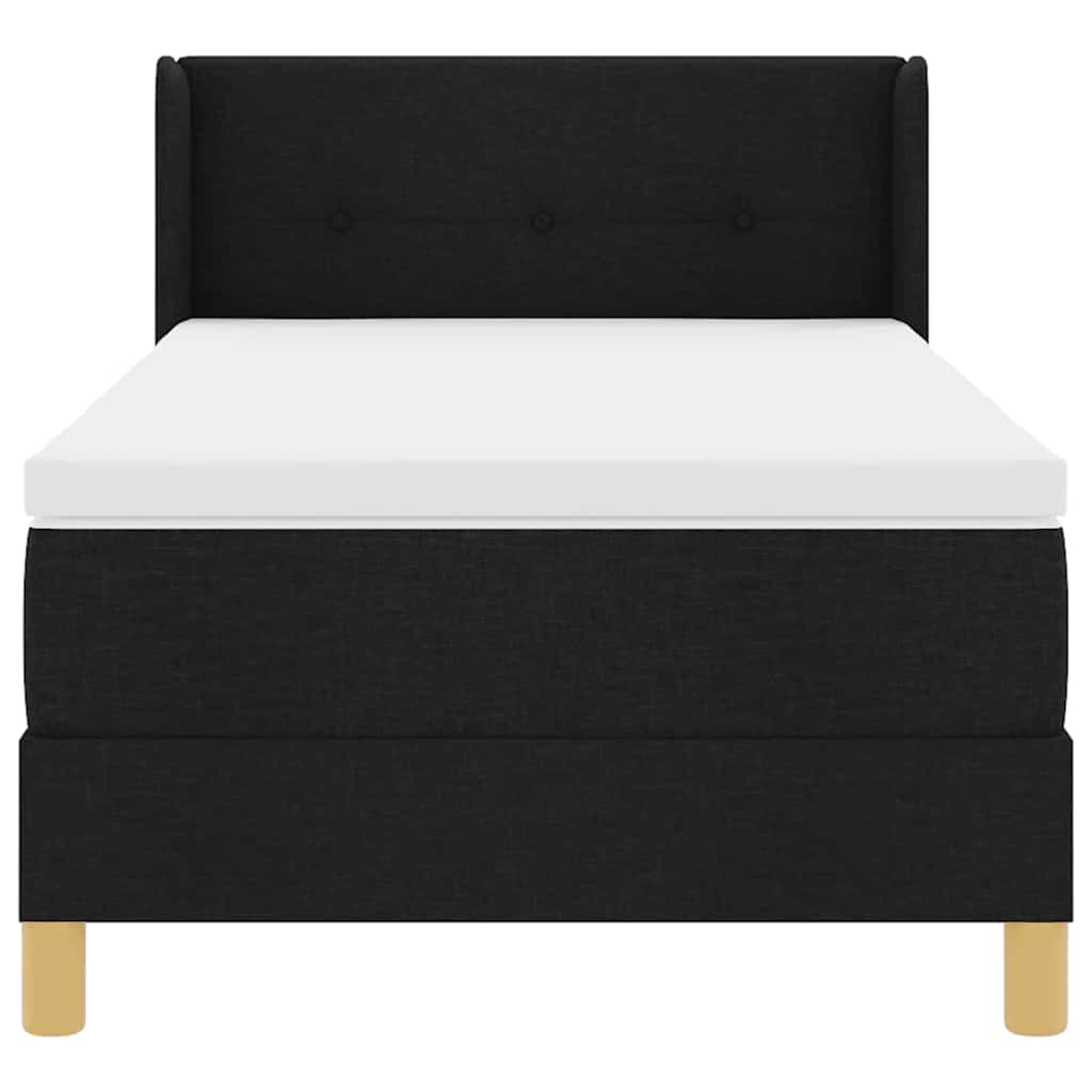 Box Spring Seng Med Madras Sort Og Hvid 90 X 200 Cm Stof - Billede 8