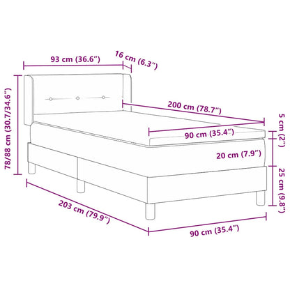 Box Spring Seng Med Madras Sort Og Hvid 90 X 200 Cm Stof - Billede 12