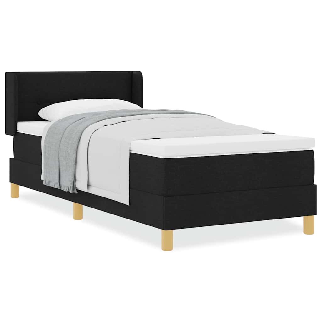 Box Spring Seng Med Madras Sort Og Hvid 90 X 200 Cm Stof - Billede 4