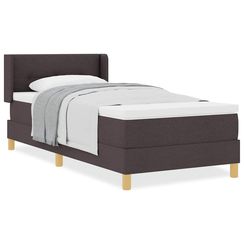 Box Spring Seng Med Madras Mørkebrun Og Hvid 90 X 200 Cm Stof - Billede 4