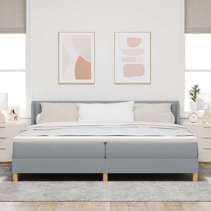 Boks-madrasseng Med Madras Lysegrå 200 X 200 Cm Stof - Billede 5