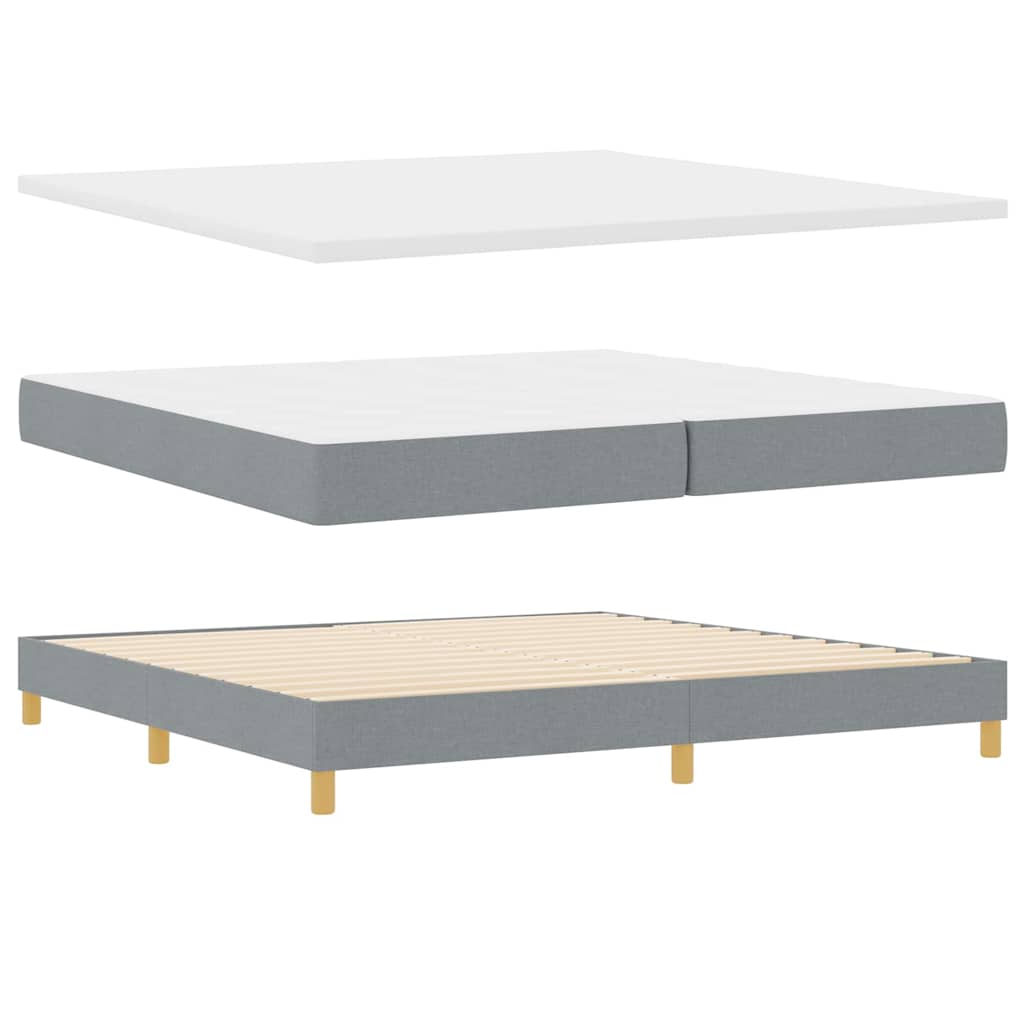 Boks-madrasseng Med Madras Lysegrå 200 X 200 Cm Stof - Billede 2