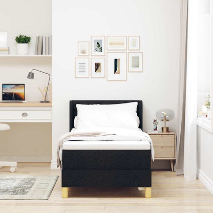 Box Spring Seng Sort Og Hvid Og Sort 80 X 200 Cm Stof - Billede 5