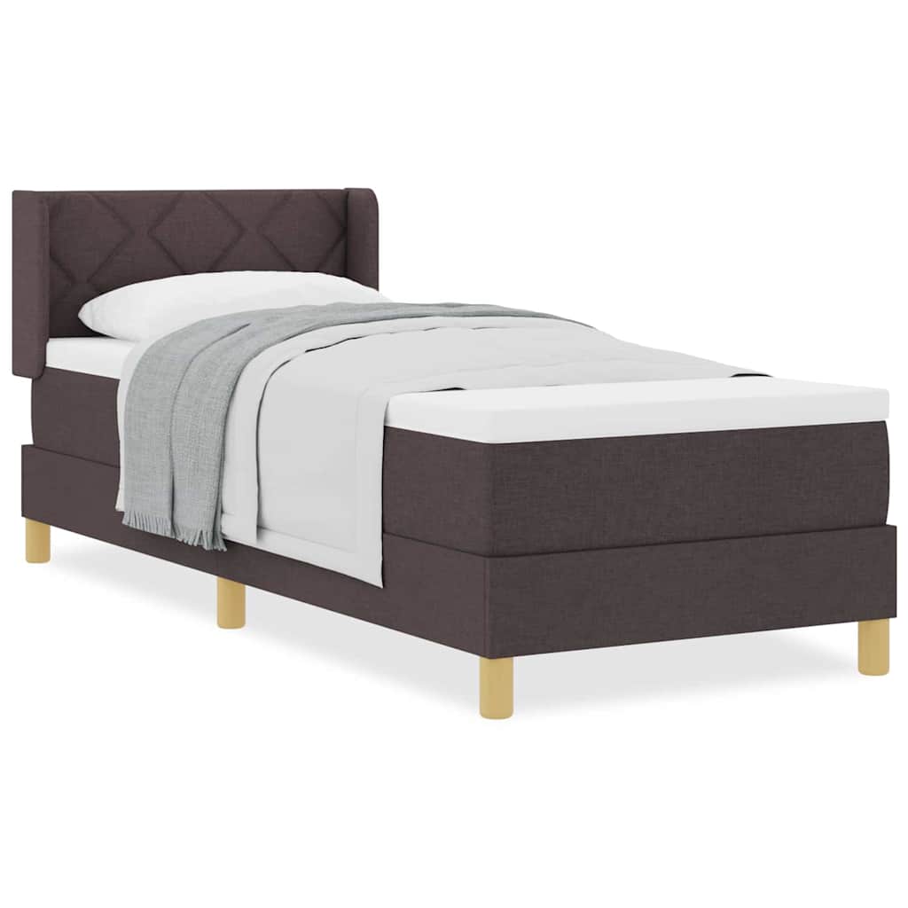 Box Spring Seng Med Madras Mørkebrun Og Hvid 80 X 200 Cm Stof - Billede 4