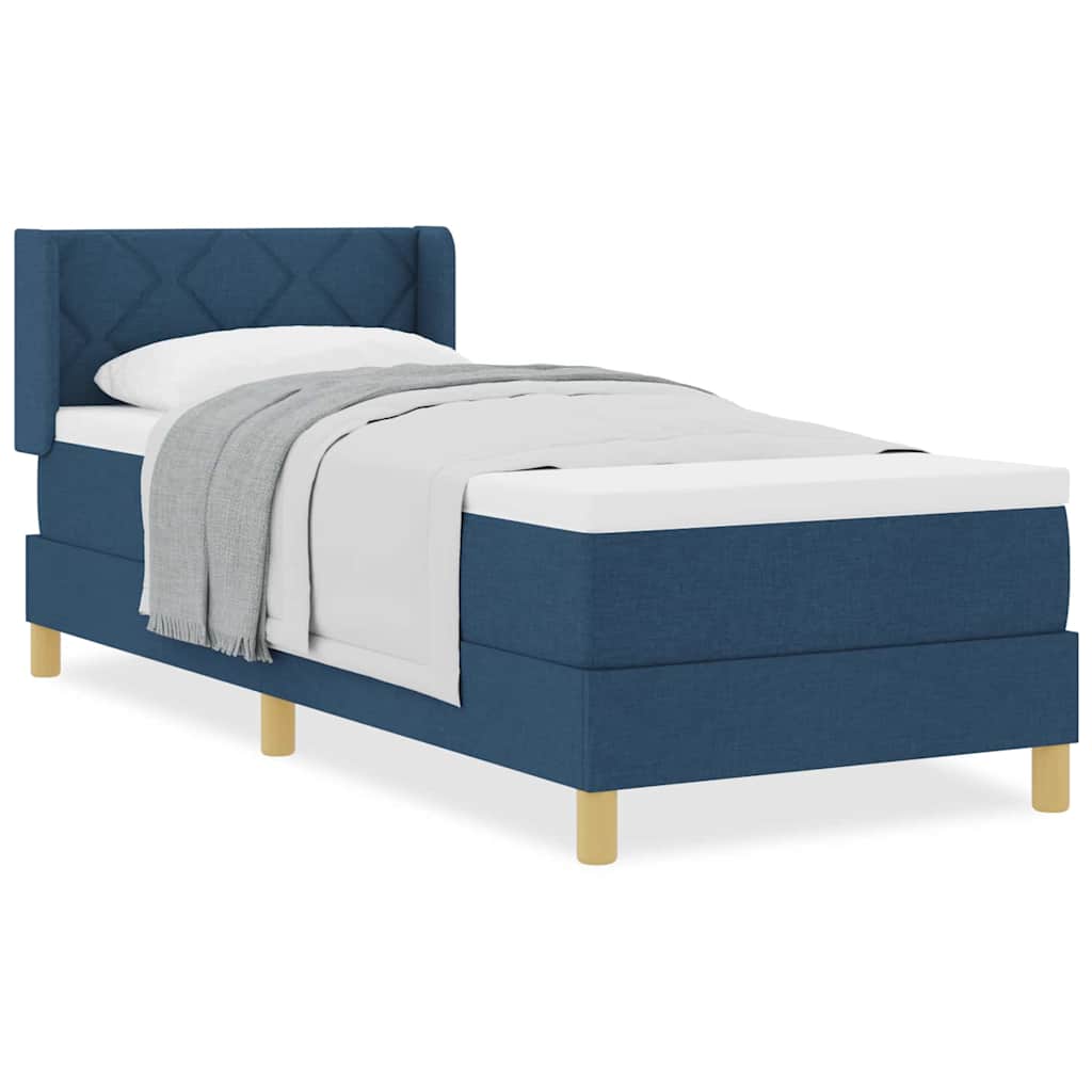 Boks-madrasseng Med Madras Med Hovedgærde Blå 80 X 200 Cm Stof - Billede 4