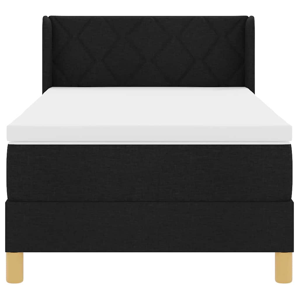 Box Spring Seng Med Madras Med Hovedgærde Sort 100 X 200 Cm Træ - Billede 8