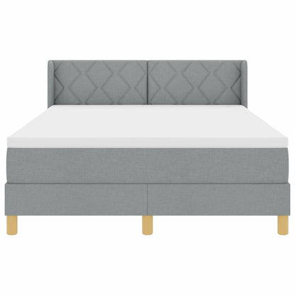 Boks-madrasseng Med Madras Lysegrå 160 X 200 Cm Stof - Billede 8