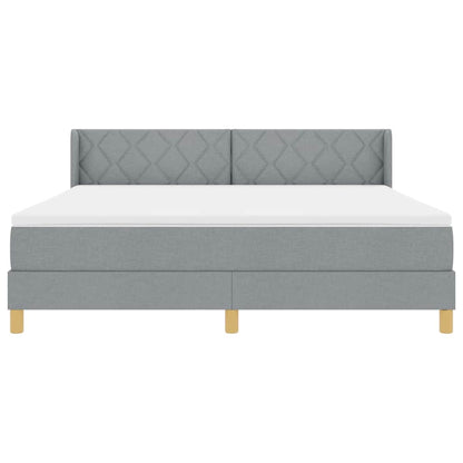 Boks-madrasseng Med Madras Lysegrå 180 X 200 Cm Stof - Billede 8