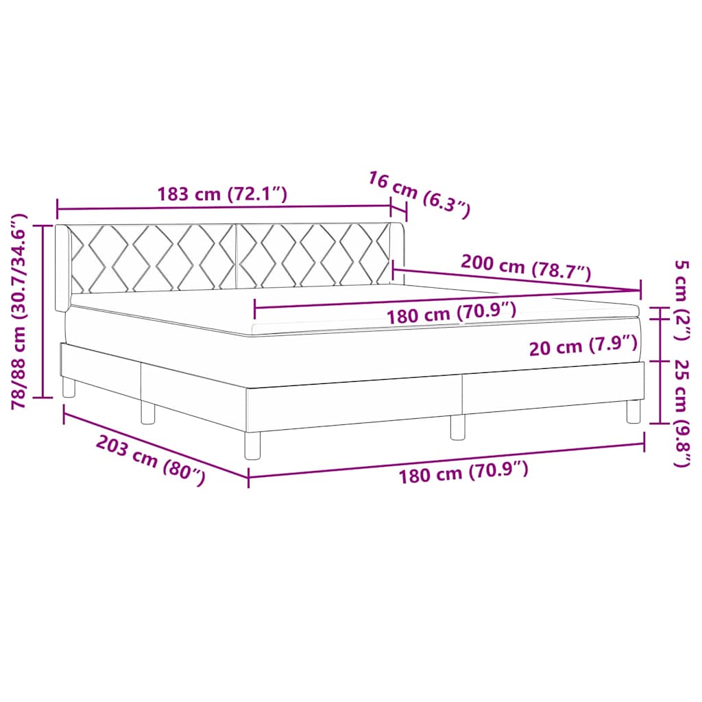 Box Spring Seng Mørkebrun Og Hvid 180 X 200 Cm Polyester - Billede 13