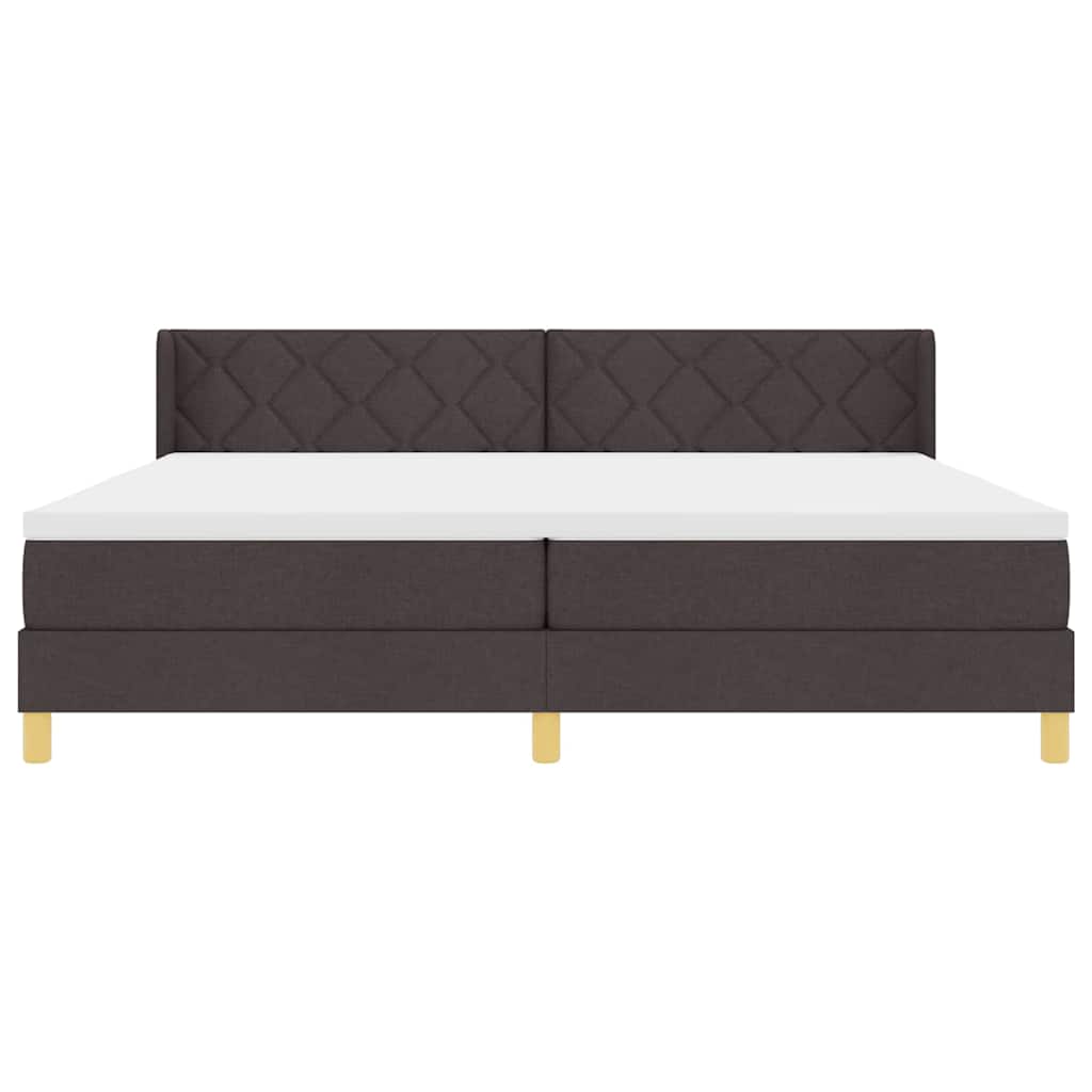 Box Spring Seng Med Madras Mørkebrun Og Hvid 200 X 200 Cm Stof - Billede 8