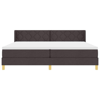 Box Spring Seng Med Madras Mørkebrun Og Hvid 200 X 200 Cm Stof - Billede 8