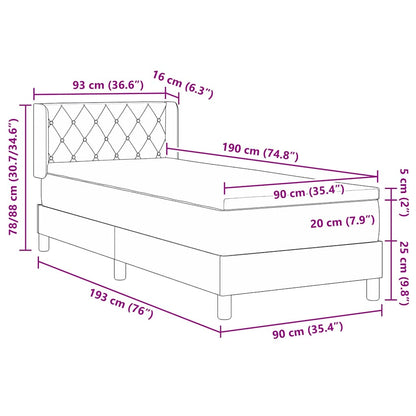 Boxmadras Med Madras Sort 100x200 Cm Fløjl Lysegrå 90 X 190 Cm - Billede 12