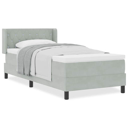 Boxmadras Med Madras Sort 100x200 Cm Fløjl Lysegrå 90 X 200 Cm - Billede 4