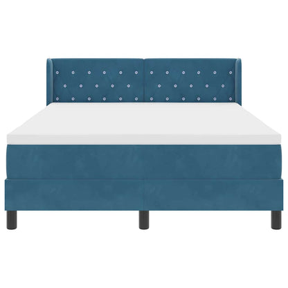 Boxmadras Med Madras Sort 100x200 Cm Fløjl Med Madras Mørkeblå - Billede 8