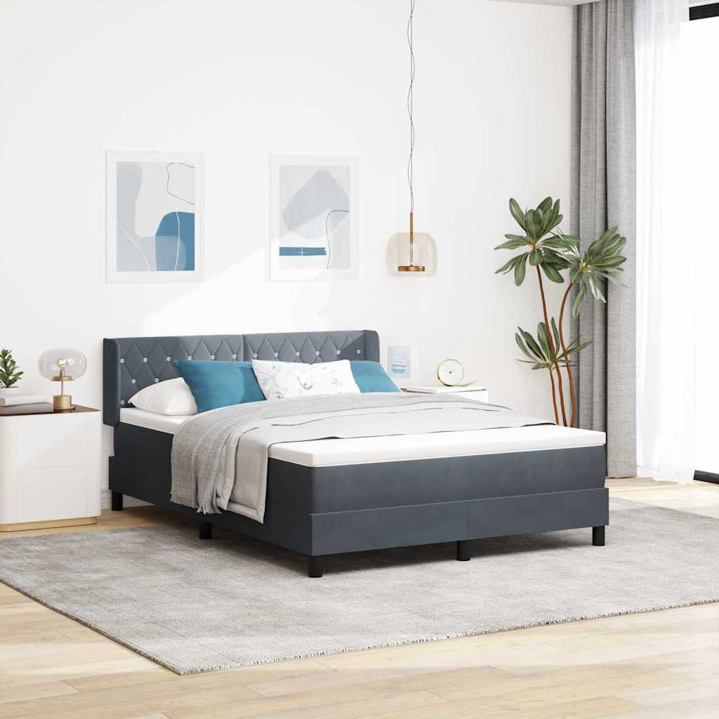 Box Spring Seng Med Hovedgærde 200 X 160 Cm Fløjl - Variant 3341421
